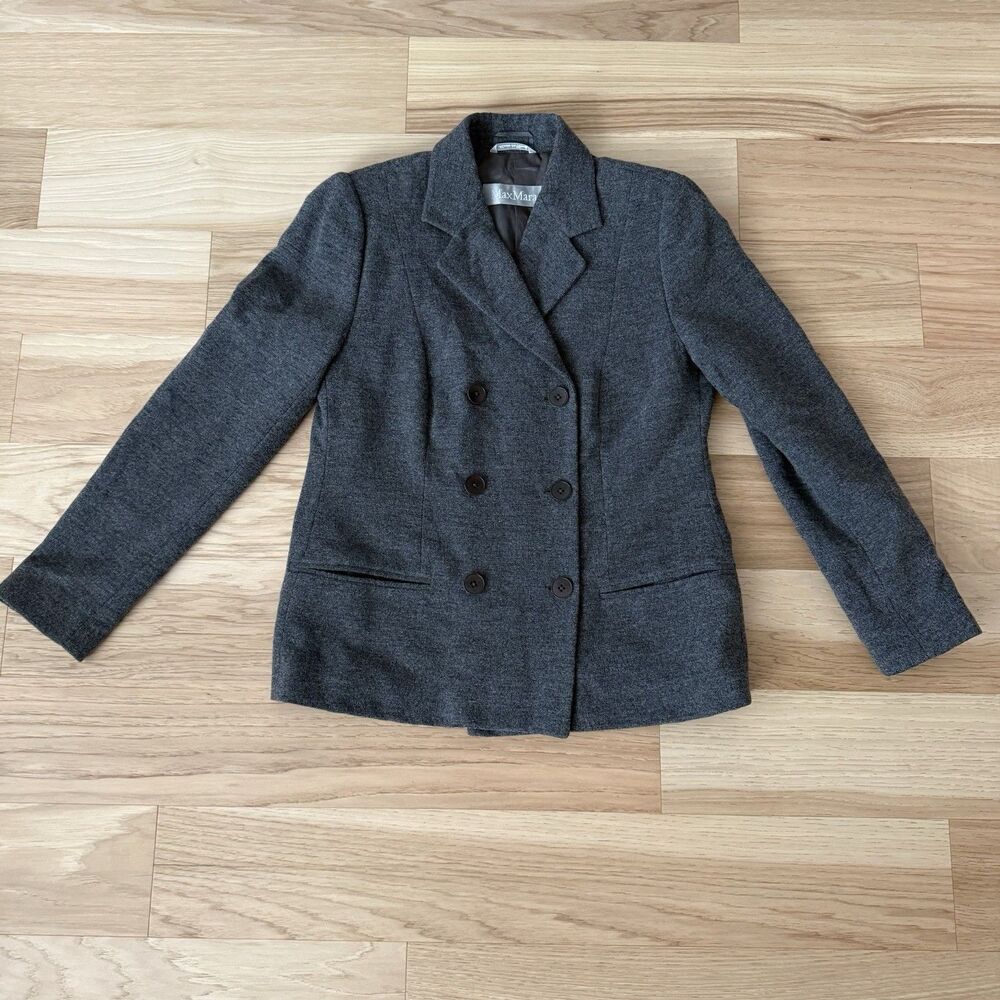 Max Mara Max Mara grey double-breasted blazer Wool Blend Size 4-6 Short Length P